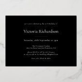 モダンカスタムPhoto Chic Black金ゴールド70誕生日 箔招待状 (裏面)