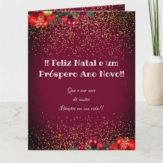 モダンカスタムPhoto Christmas Feliz Natal カード (正面)