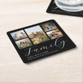 モダンカスタムPhoto Collageスクリプエレガントトファミリー スクエアペーパーコースター (アングル)