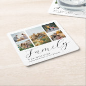 モダンカスタムPhoto Collageスクリプエレガントトファミリー スクエアペーパーコースター (アングル)