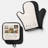 モダンカスタムPhoto Collageスクリプエレガントトファミリー 鍋つかみ&鍋敷きセット (正面/裏面)