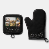 モダンカスタムPhoto Collageスクリプエレガントトファミリー 鍋つかみ&鍋敷きセット (正面)