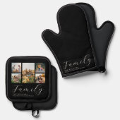 モダンカスタムPhoto Collageスクリプエレガントトファミリー 鍋つかみ&鍋敷きセット (正面/裏面)