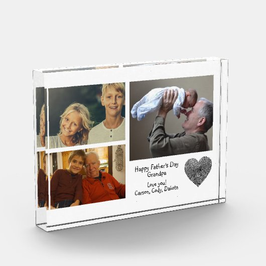 モダンカスタムPhoto Collage Faters Day Grandpa フォトブロック (左)