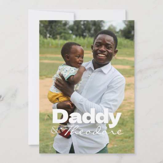 モダンカスタムPhoto Daddy &ベビー名記念 招待状 (正面)