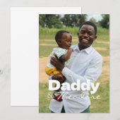 モダンカスタムPhoto Daddy &ベビー名記念 招待状 (正面/裏面)