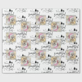 モダンカスタムPhoto Dog白黒タイポグラフィ ラッピングペーパー (フラット)