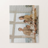 モダンカスタムPhoto Family Nameスクリプト ジグソーパズル (縦)