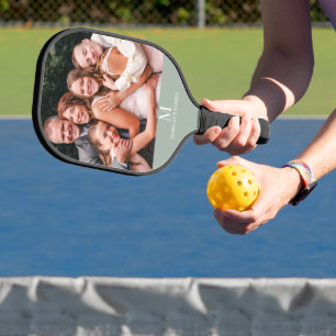 モダンカスタムPhoto Monogram Name Sage Green ピックルボールラケット