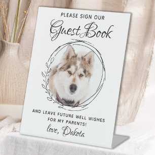 モダンカスタムPhoto Pet結婚's Guest Book 台座サイン