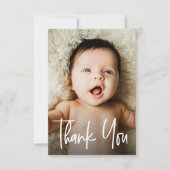 モダンカスタムPhoto Small Noteベビーシャワー サンキューカード (正面)