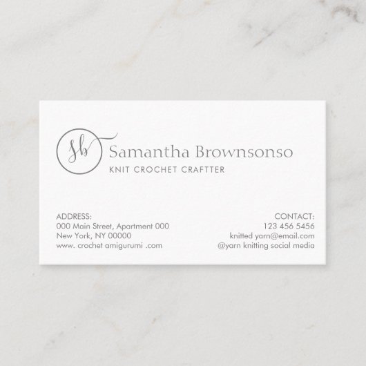 モダンカスタムPhoto Yarn編み物 名刺 (正面)