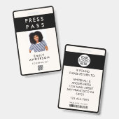 モダンカスタムPress Pass Photo ID Logo QR Code バッジ (正面＆裏面)