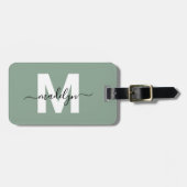 モダンカスタムSage Green Monogram名 ラゲッジタグ (正面横)
