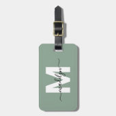 モダンカスタムSage Green Monogram名 ラゲッジタグ (正面縦)