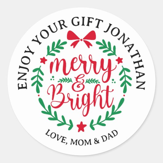 モダンカスタムScriptメリーとBright ラウンドシール (正面)