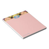 モダンカスタムScript Monogramタータンチェックジーンズピンク ノートパッド (アングル)