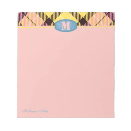 モダンカスタムScript Monogramタータンチェックジーンズピンク ノートパッド