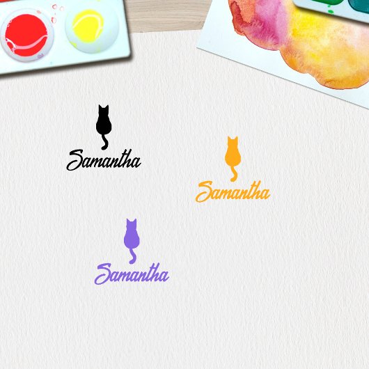 モダンカスタムScript Name Cat ラバースタンプ