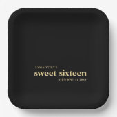 モダンカスタムSweet sixteen名金ゴールド黒 ペーパープレート (正面)