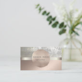 モダンカッコいいエレガントプロフェッショナルバラ金ゴールド円 名刺 (スタンド正面)