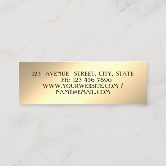モダンカッコいいエレガントプロフェッショナル金ゴールド スキニー名刺 (裏面)