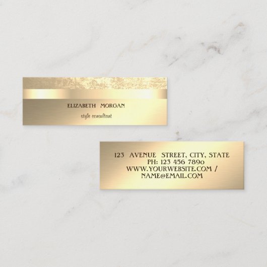 モダンカッコいいエレガントプロフェッショナル金ゴールド スキニー名刺 (正面/裏面)