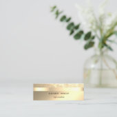 モダンカッコいいエレガントプロフェッショナル金ゴールド スキニー名刺 (スタンド正面)