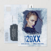 モダンカッコいいグランジ写真ブルーの発表 ポストカード (正面/裏面)