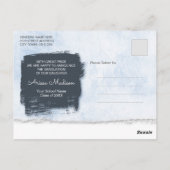 モダンカッコいいグランジ写真ブルーの発表 ポストカード (裏面)