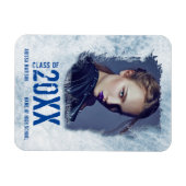 モダンカッコいいグランジ写真ブルーの発表 マグネット (横)