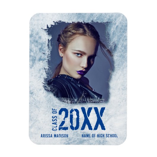 モダンカッコいいグランジ写真ブルーの発表 マグネット (縦)