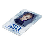 モダンカッコいいグランジ写真ブルーの発表 マグネット (左側)