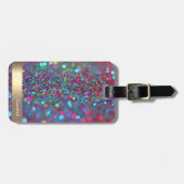 モダンカッコいいグリッターストライプ金ゴールド- パーソナライズされた ラゲッジタグ (正面横)