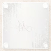 モダンカッコいいグリッタードリップスモノグラム ガラスコースター (裏面)