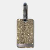 モダンカッコいいグリッター金ゴールドストライプフラミンゴ ラゲッジタグ (裏面縦)