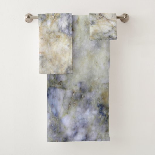 モダンカッコいいトレンディーブルーマーブルストーン模様 バスタオルセット (インサイチュ)