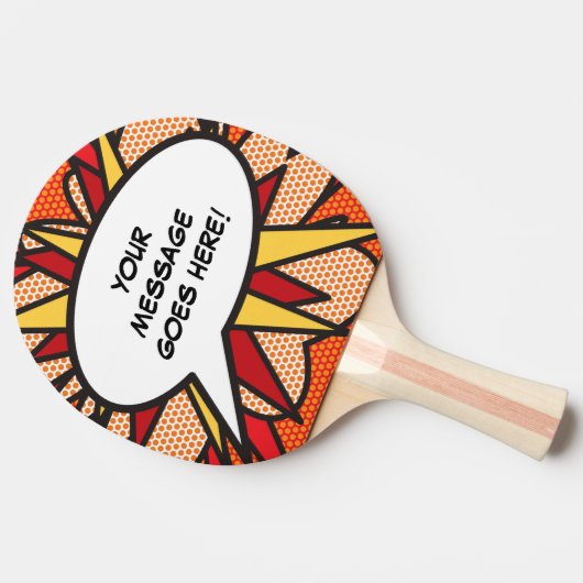 モダンカッコいいパーソナライズされたおもしろい吹き出し 卓球ラケット (横)
