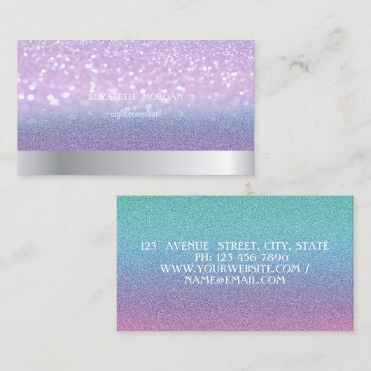 モダンカッコいいプロフェッショナルグリッター《写真》ぼけ味グラデーション 名刺 (正面/裏面)