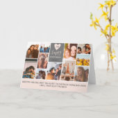 モダンカッコいいモノグラムピンクの写真の校合 カード (黄色い花)