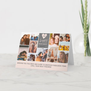 モダンカッコいいモノグラムピンクの写真の校合 カード