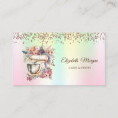 モダンカップケエレガントーキ、スイーツ、ベーカリーホログラフィック 名刺 (正面)