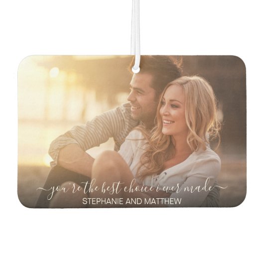 モダンカップルの最高の写真の選択パーソナライズされた カーエアーフレッシュナー (正面)