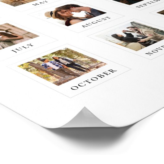 モダンカップルの結婚1周年記念写真コラージュ ポスター (角)