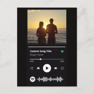モダンカップル写真入り好きな曲 ポストカード