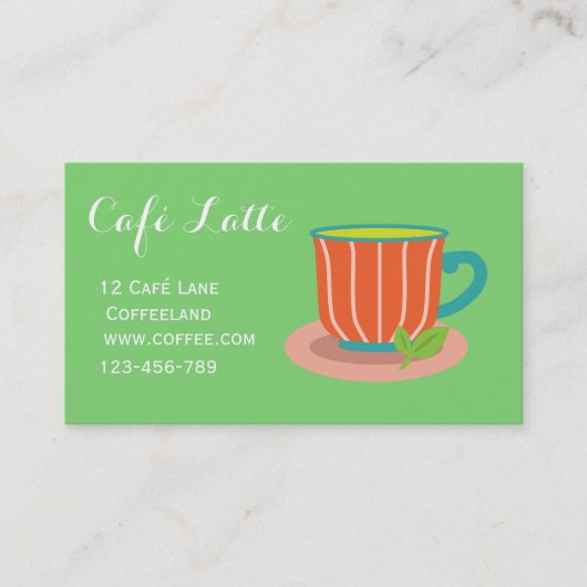 モダンカフェティーショップティーカップペパーミント 名刺 (正面)