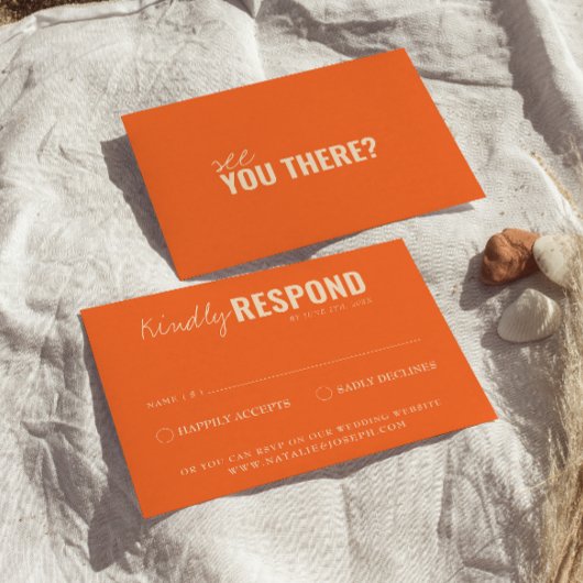 モダンカラフルおもしろいお洒落結婚レトロ 出欠カード