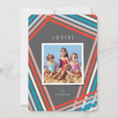 モダンカラフルおもしろいストライプリボン シーズンカード (正面)