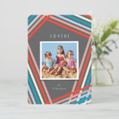 モダンカラフルおもしろいストライプリボン シーズンカード (スタンド正面)