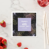 モダンカラフルおもしろい花火ブラック誕生日 スタンダードカクテルナプキン (インサイチュ)